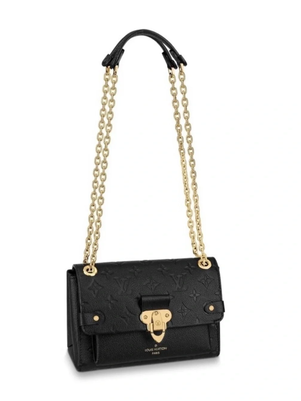 Louis Vuitton Vavin BB Empriente black leather logo bag 2 way strap